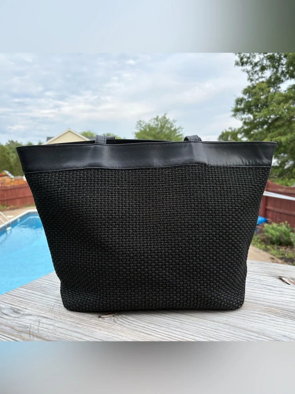 Bottega Veneta Black Woven Tote Bag